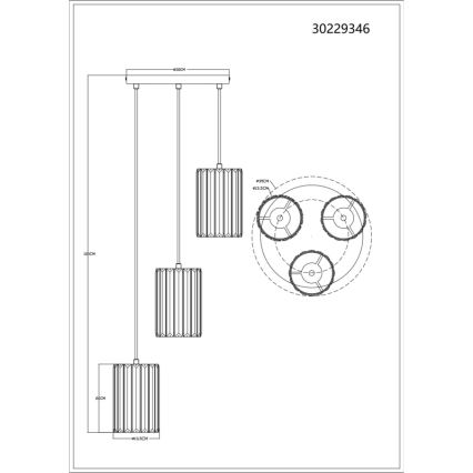 Globo - Hanglamp aan een koord 3xE27/60W/230V diameter 35 cm