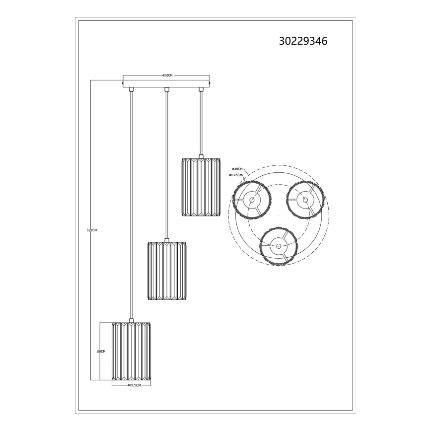 Globo - Hanglamp aan een koord 3xE27/60W/230V diameter 35 cm