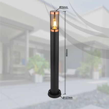 Globo - Buitenlamp 1xE27/23W/230V IP44 80 cm zwart/koper