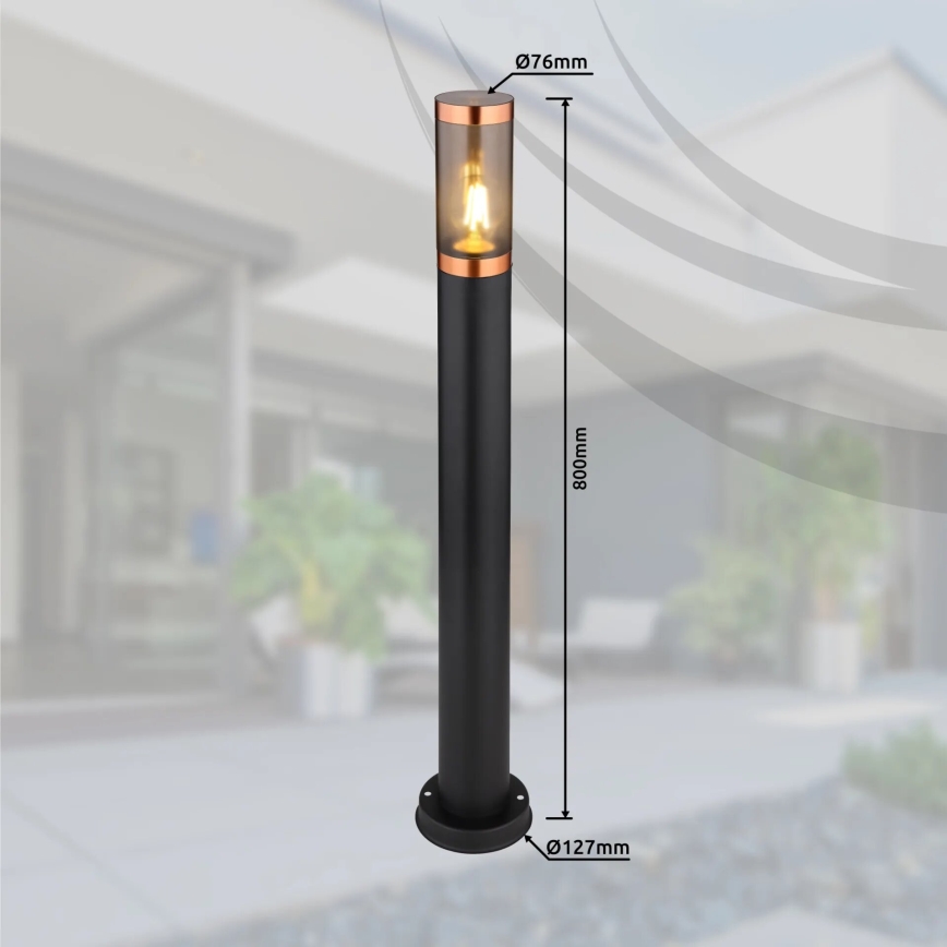 Globo - Buitenlamp 1xE27/23W/230V IP44 80 cm zwart/koper