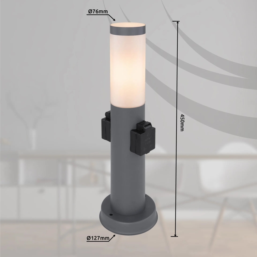 Globo 3158AK - Buitenlamp met 2 stopcontacten BOSTON 1xE27/23W/230V IP44