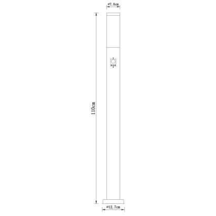 Globo - Sensorlamp voor buiten 1xE27/60W/230V 110 cm IP44