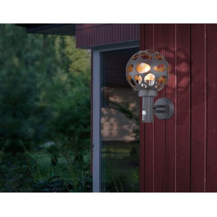 Globo - Wand Lamp voor Buiten met Sensor 1xE27/15W/230V IP44