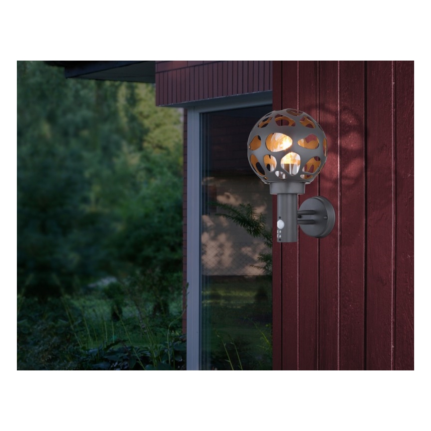 Globo - Wand Lamp voor Buiten met Sensor 1xE27/15W/230V IP44