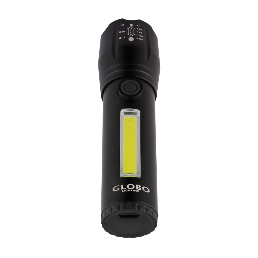 Globo - Oplaadbare LED-zaklamp LED/3W/5V + COB/3W 5500K 1200 mAh