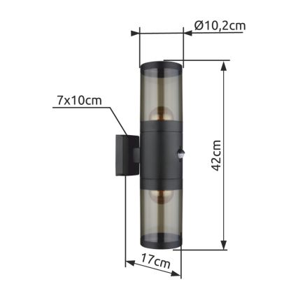 Globo - Wandlamp voor buiten 2xE27/60W/230V IP44