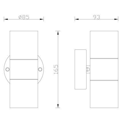 Globo - Wand Lamp voor Buiten 2xGU10/35W/230V IP44