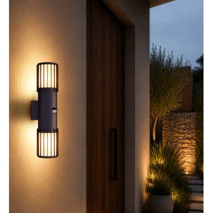 Globo - Buitenwandlamp met sensor 2xE27/15W/230V IP54