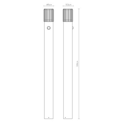Globo - Buitenlamp met sensor 1xE27/15W/230V IP54 100 cm