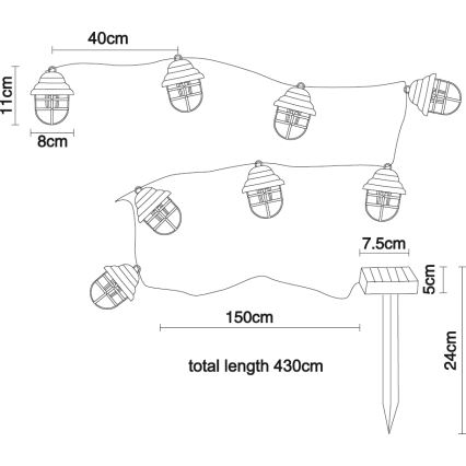 Globo - LED Solar decoratieve lamp 8xLED/3,2V IP44 200 mAh