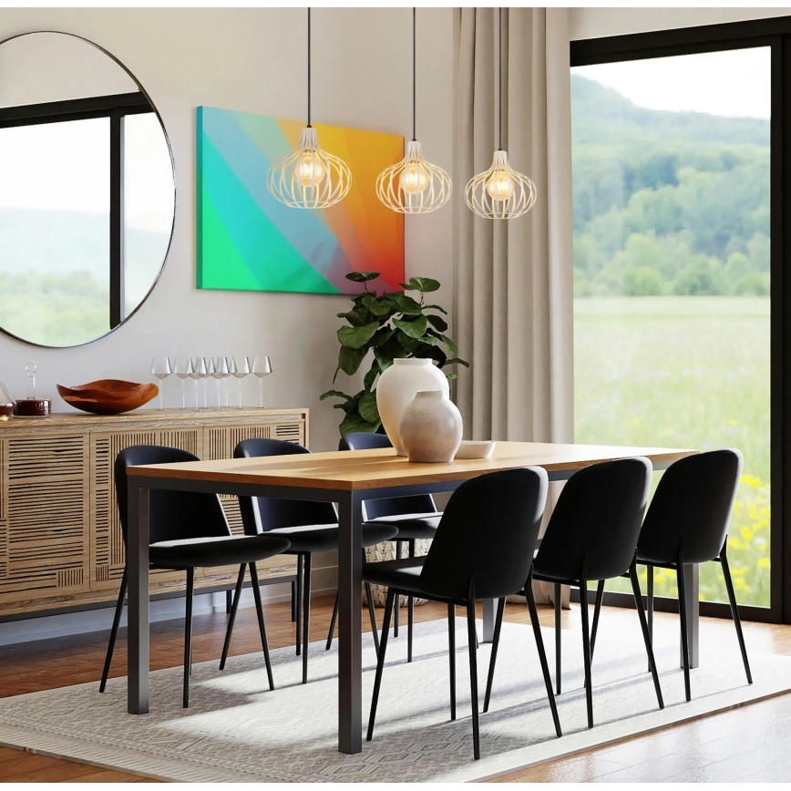 Globo - Hanglamp met kabelophanging 3xE27/40W/230V beige