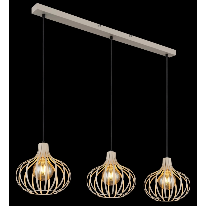 Globo - Hanglamp met kabelophanging 3xE27/40W/230V beige