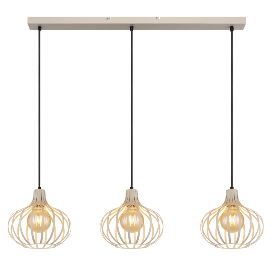Globo - Hanglamp met kabelophanging 3xE27/40W/230V beige