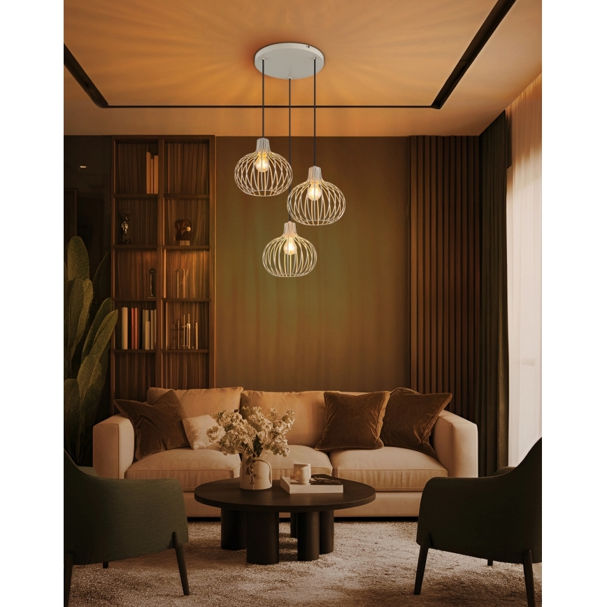 Globo - Hanglamp aan kabel 3xE27/40W/230V beige