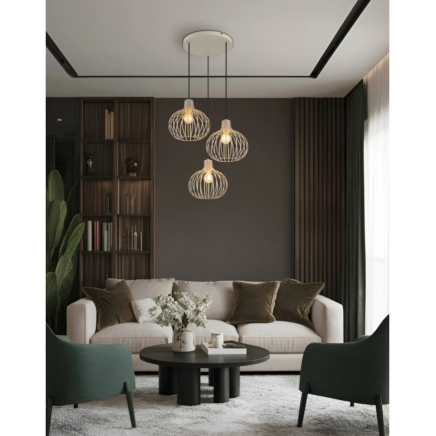 Globo - Hanglamp aan kabel 3xE27/40W/230V beige