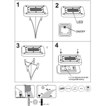 Globo - SET 2x LED Solar lamp LED/0,8W/1,2V IP44 300 mAh
