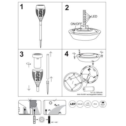 Globo - LED-lamp op zonne-energie LED/1,2W/3V 1400K IP44
