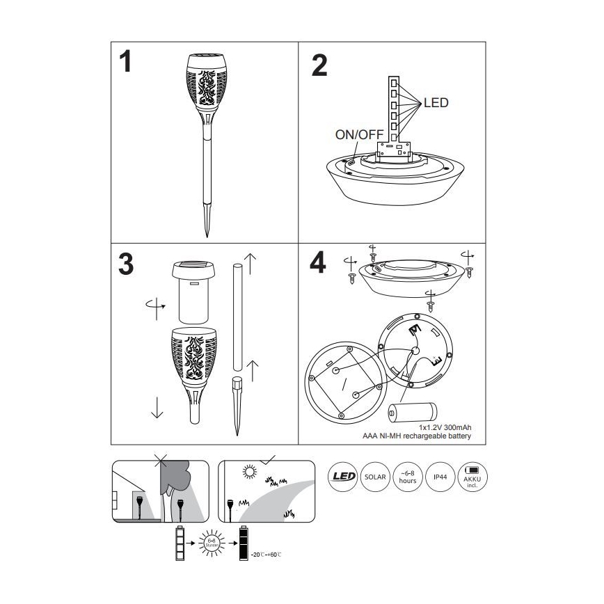 Globo - LED-lamp op zonne-energie LED/1,2W/3V 1400K IP44