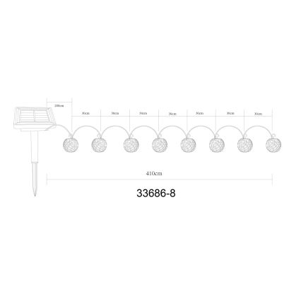 Globo - LED Solar Decoratieve lichtsnoer 98xLED/0,1W/3V 410 cm IP44