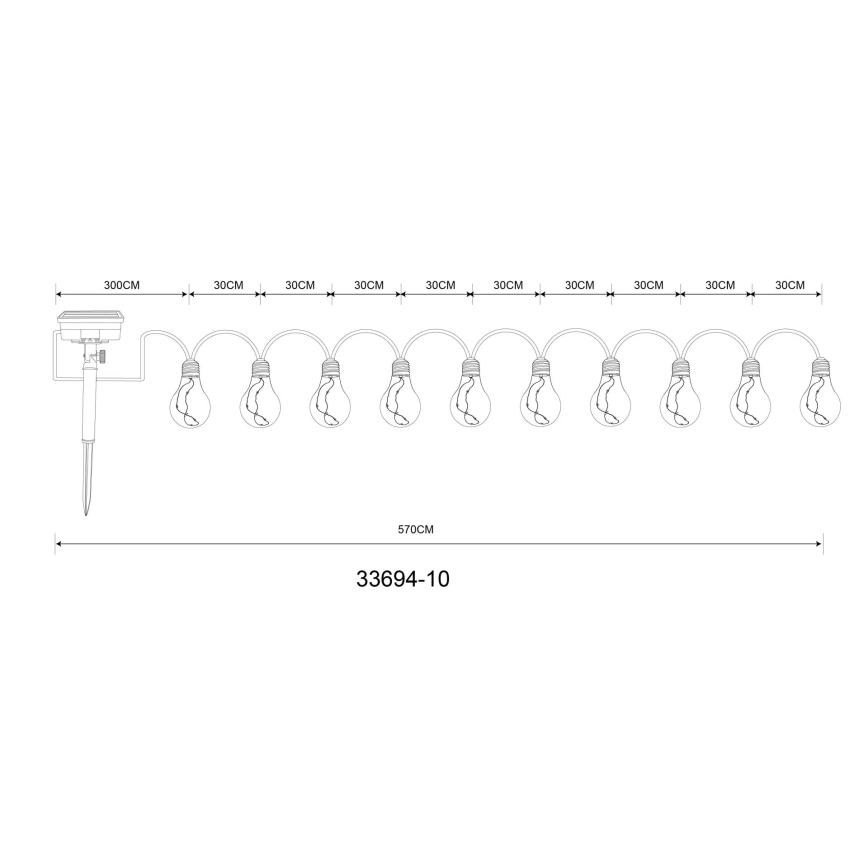 Globo - LED Solar Decoratieve lichtsnoer 50xLED/0,06W/3,2V 570 cm IP44
