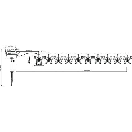 Globo - LED RGB Decoratieve ketting 10xLED/0,06W/3,2V 470 cm IP44