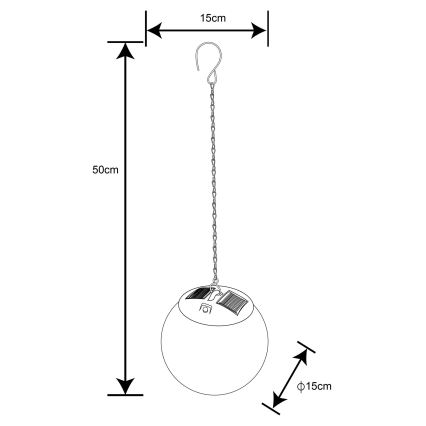 Globo - LED Solar kroonluchter aan een ketting 20xLED/0,06W/1,2V diameter 15 cm IP44