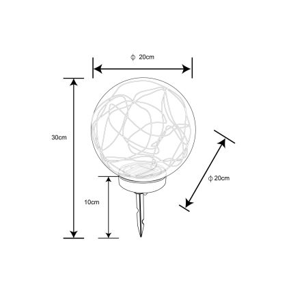 Globo - LED Solar lamp 30xLED/0,06W/1,2V diameter 20 cm IP44