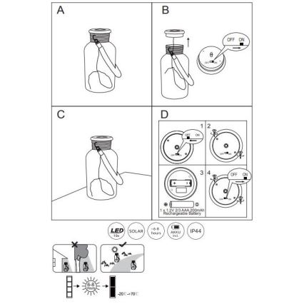 Globo - LED Solar lamp LED/0,6W/3,2V IP44 200 mAh