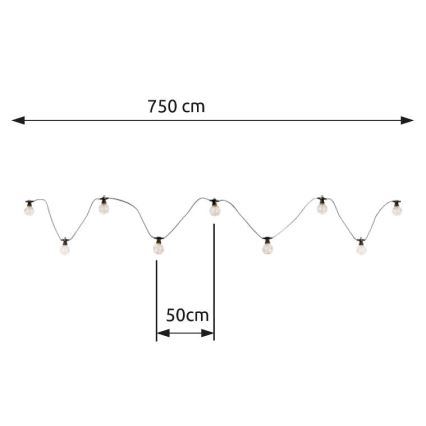 Globo - LED Buiten decoratieve lichtsnoer 10xLED/0,27W/230V 7,5 m IP44 zwart
