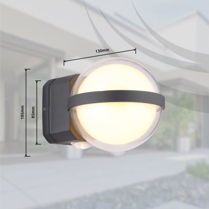 Globo - LED Wandlamp voor buiten LED/12W/230V IP54 zwart