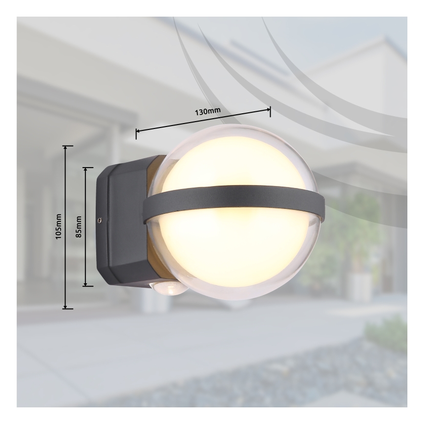 Globo - LED Wandlamp voor buiten LED/12W/230V IP54 zwart