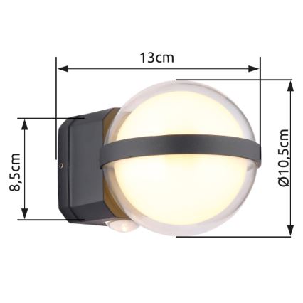 Globo - LED Wandlamp voor buiten LED/12W/230V IP54 zwart
