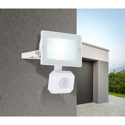 Globo - LED Floodlight met sensor LED / 10W / 230V IP44