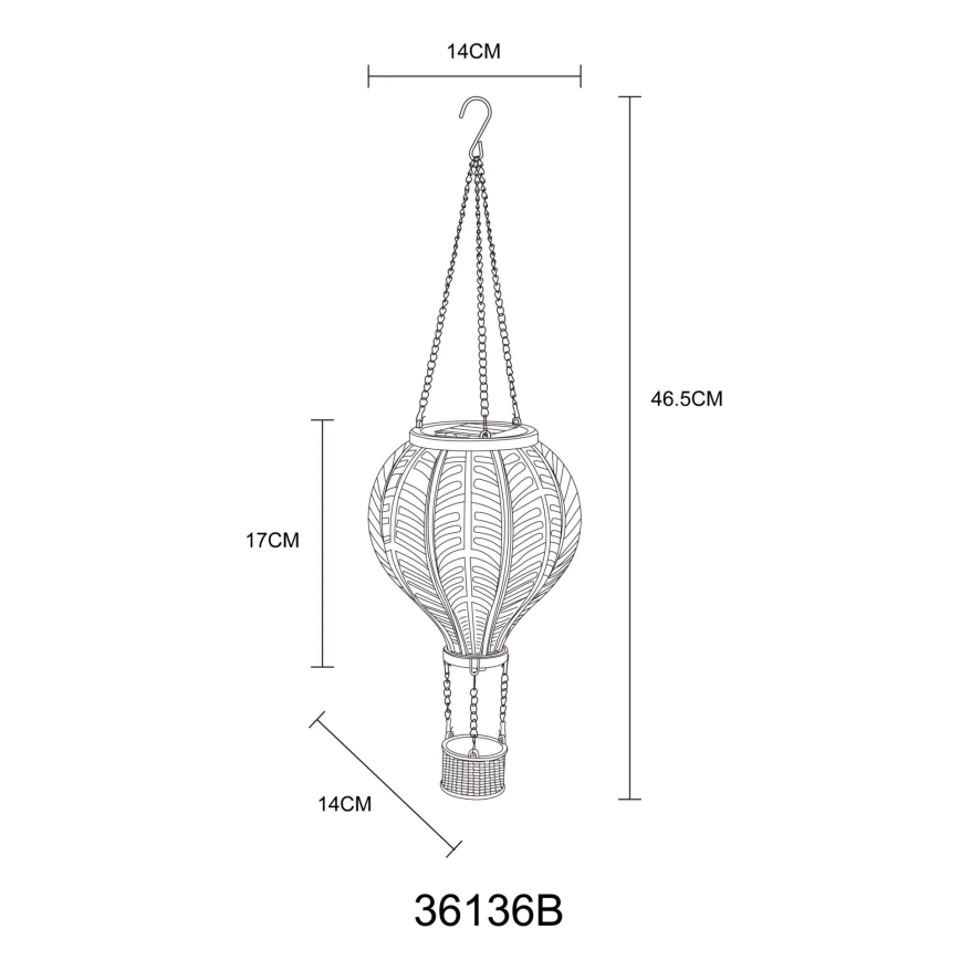 Globo - Hanger zonnedecoratie 20xLED/0,5W/3V IP44 Vliegende ballon