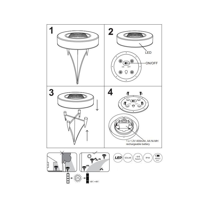 Globo - SET 2x LED Zonnelamp LED/0,8W/3V 3200K IP44