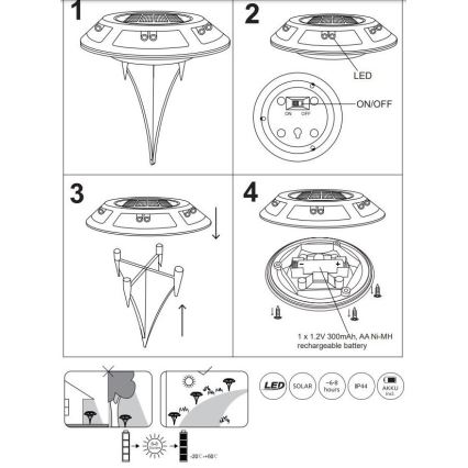 Globo - SET 2x LED Solar lamp LED/0,72W/3V 3200K IP44 300 mAh