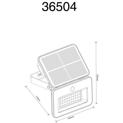 Globo - Dimbare zonne-LED-buitenlamp met sensor, 8W/5V, instelbare kleurtemperaturen 3000/4000/6500K, IP65, 2200 mAh