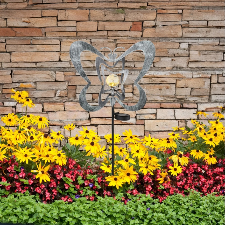 Globo - LED zonnelamp LED/3V IP44 300 mAh zilveren vlinder