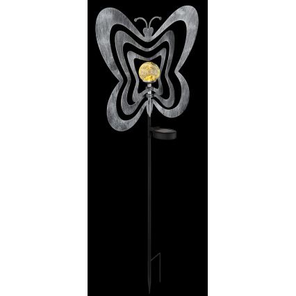 Globo - LED zonnelamp LED/3V IP44 300 mAh zilveren vlinder