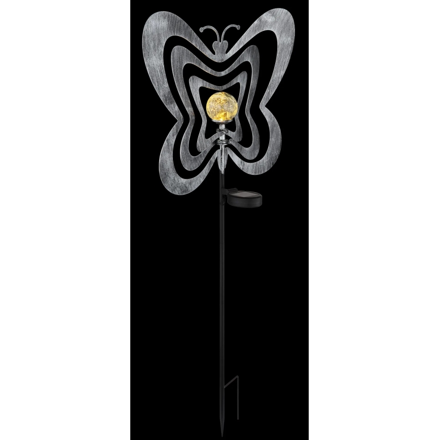 Globo - LED zonnelamp LED/3V IP44 300 mAh zilveren vlinder