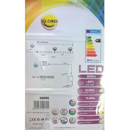Globo 38990 - RGB Badkamer LED Strip LED BAND 150x LED / 0,16W IP44