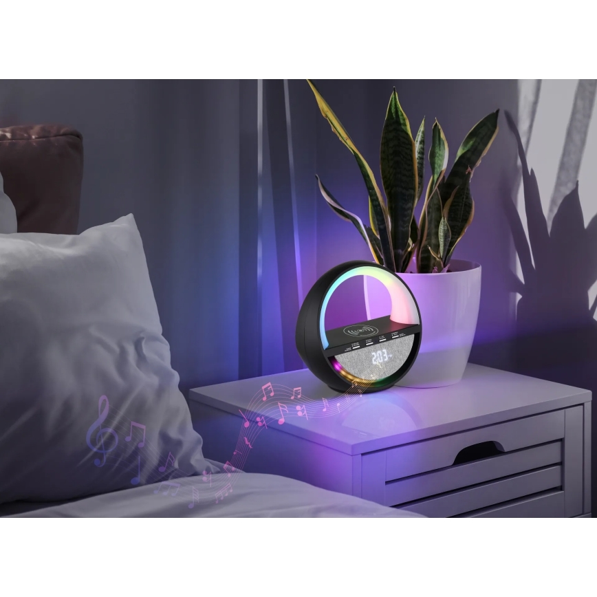 Globo - LED RGBW Oplaadbare bureaulamp met aanraakbediening, luidspreker en draadloze QI-oplading LED/3,5W/5V 1800 mAh