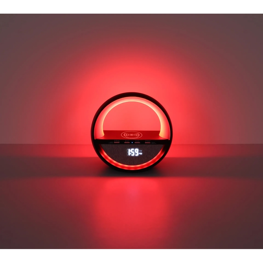Globo - LED RGBW Oplaadbare bureaulamp met aanraakbediening, luidspreker en draadloze QI-oplading LED/3,5W/5V 1800 mAh