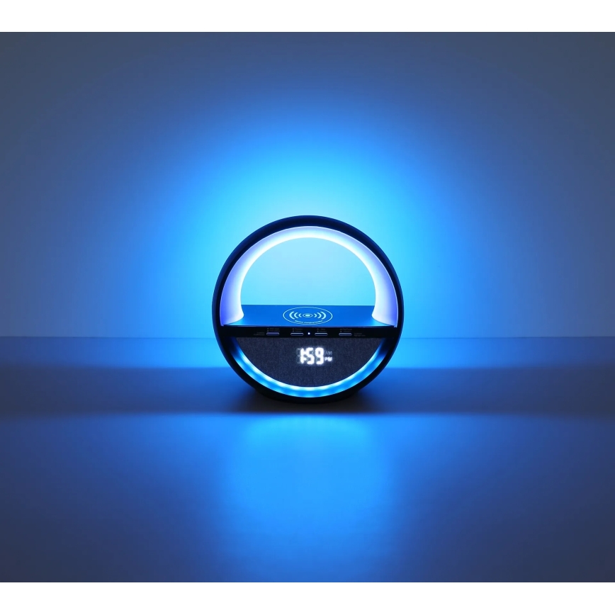 Globo - LED RGBW Oplaadbare bureaulamp met aanraakbediening, luidspreker en draadloze QI-oplading LED/3,5W/5V 1800 mAh