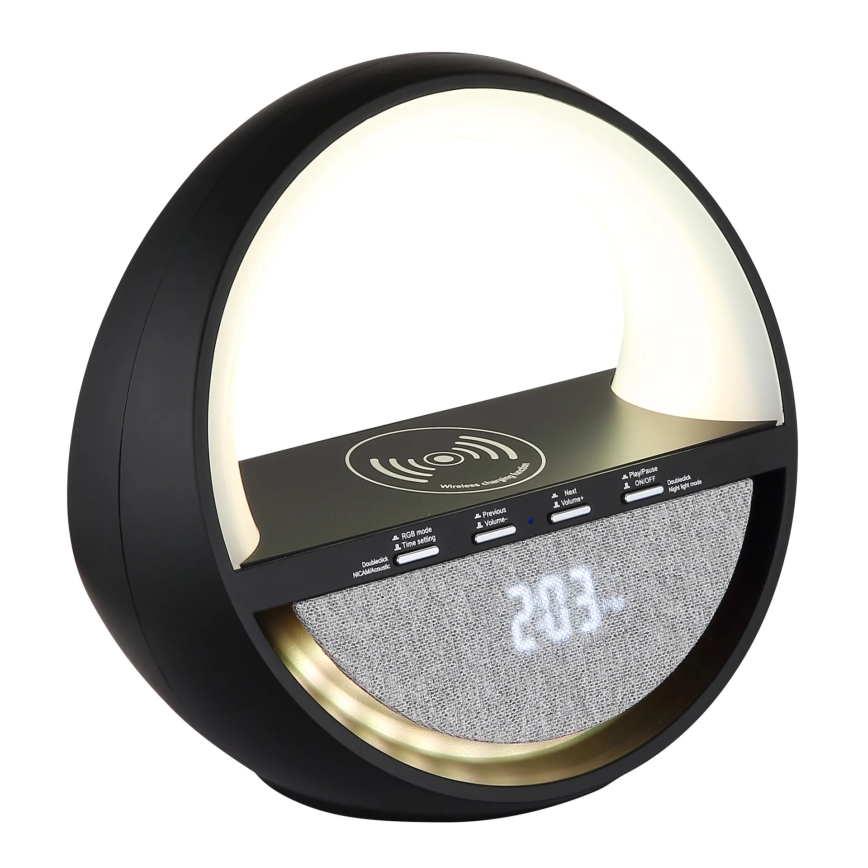 Globo - LED RGBW Oplaadbare bureaulamp met aanraakbediening, luidspreker en draadloze QI-oplading LED/3,5W/5V 1800 mAh