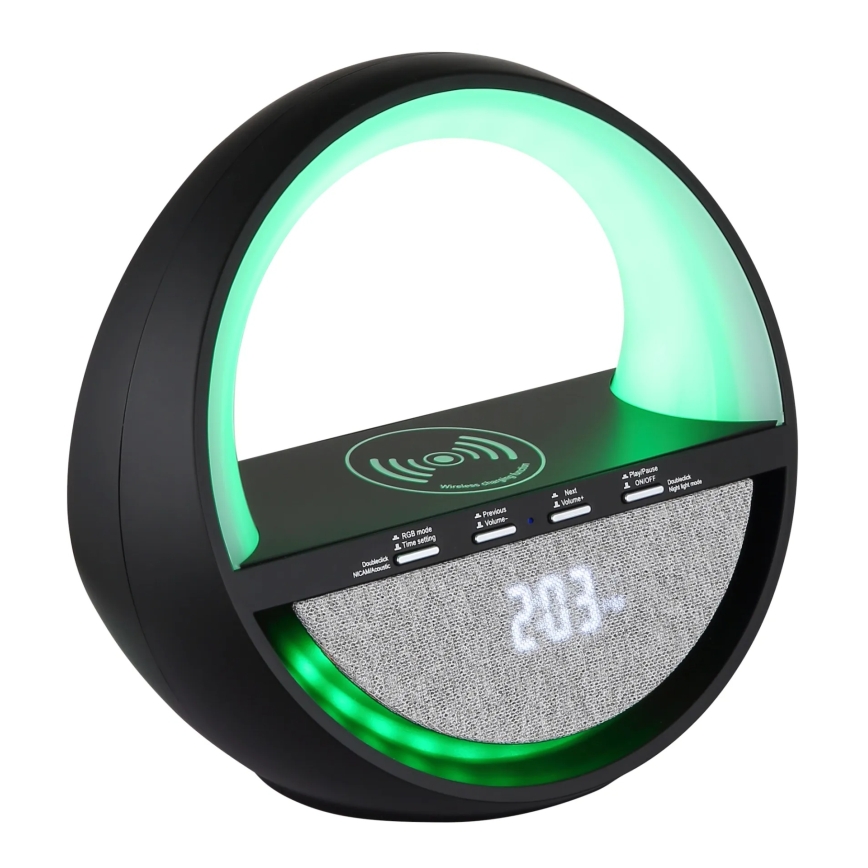 Globo - LED RGBW Oplaadbare bureaulamp met aanraakbediening, luidspreker en draadloze QI-oplading LED/3,5W/5V 1800 mAh