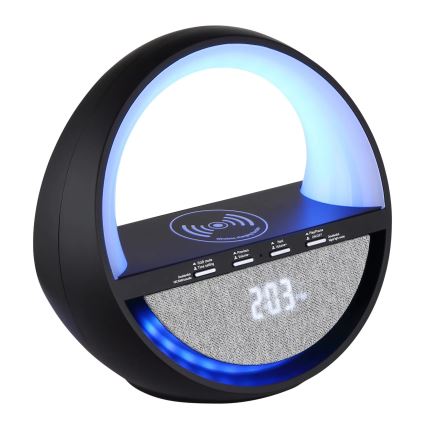 Globo - LED RGBW Oplaadbare bureaulamp met aanraakbediening, luidspreker en draadloze QI-oplading LED/3,5W/5V 1800 mAh