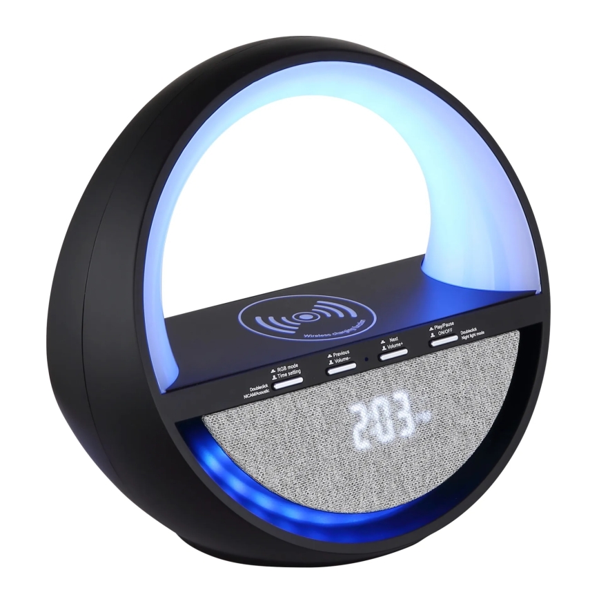 Globo - LED RGBW Oplaadbare bureaulamp met aanraakbediening, luidspreker en draadloze QI-oplading LED/3,5W/5V 1800 mAh