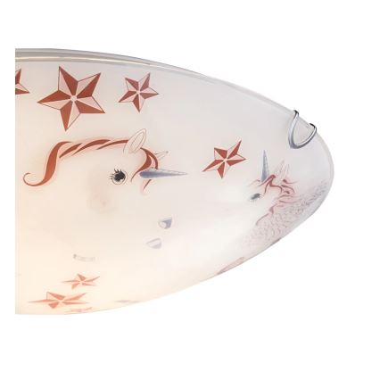 Globo - Plafondlamp voor kinderkamer 2xE27ILLU/60W/230V Ø 40 cm eenhoorn