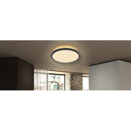 Globo - LED Dimbare badkamer plafondverlichting LED/18W/230V diameter 29,4 cm IP44 zwart